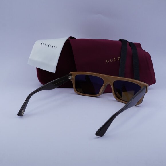 Gucci GG1616S 002 Rectangle Sunglasses - Bilayer Brown/Gold Mirror - Picture 4 of 10